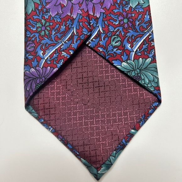Christian Dior Monsieur 70’s Men’s Silk Floral Neck Tie Blue Purple WPL125 - Picture 5 of 6